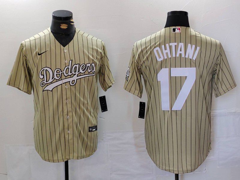 Men Los Angeles Dodgers #17 Ohtani Green Stripe Fashion Nike Game MLB Jersey style 70611->los angeles dodgers->MLB Jersey